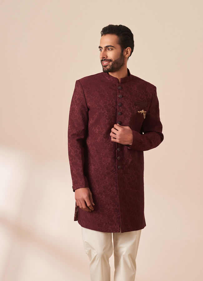 Maroon Achkan Indo Western image number 0